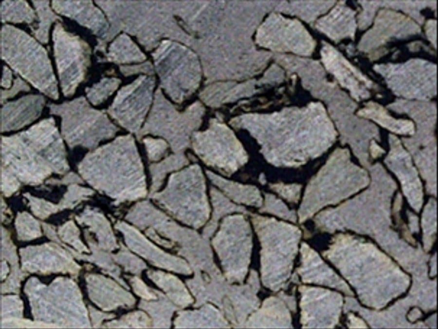 The grouted macadam surface in close up