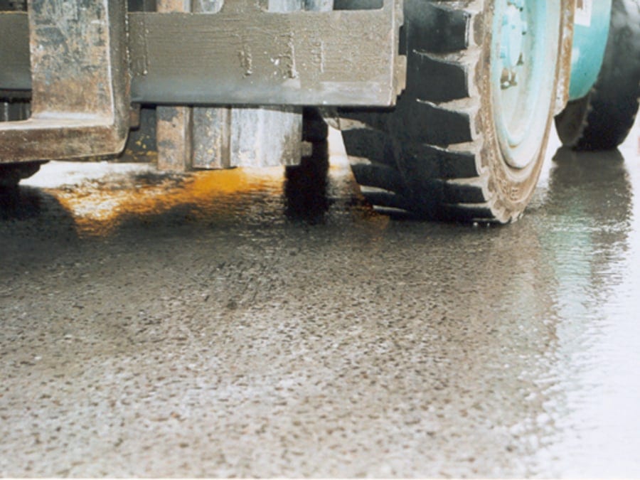 A loader working on the completed floor